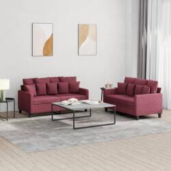 vidaXL Set canapea cu perne, 2 piese, rosu vin, material textil GartenMobel Dekor (3201654) Canapea