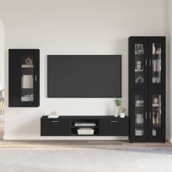 vidaXL Set comoda TV cu sertar cu usa FLORIN 3 pcs Negru Lemn compozit GartenMobel Dekor (3397945)
