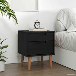 vidaXL Noptiera neagra din lemn masiv de pin, 2 sertare, 40 x 35 x 48 cm (42020932)