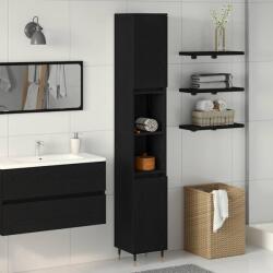 vidaXL Dulap de Baie Stejar Negru 30 x 30 x 190 cm Lemn compozit GartenMobel Dekor (862881)