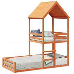 vidaXL Pat supraetajat cu acoperis maro ceruit 80x200cm lemn masiv pin GartenMobel Dekor (3282395)