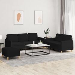 vidaXL Set de canapele cu perne, 3 piese, negru, textil GartenMobel Dekor (3202130) Canapea