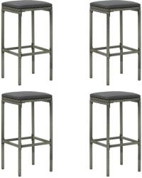 vidaXL Scaune de bar cu perne, 4 buc. , gri, poliratan GartenMobel Dekor (313447)