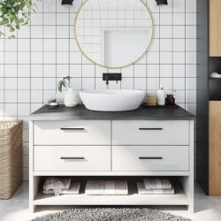 vidaXL Blat de baie, gri închis, 100x50x(2-4) cm, lemn masiv tratat GartenMobel Dekor (3156228)