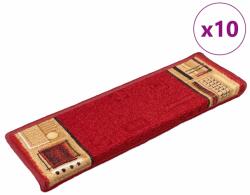vidaXL Covorase pentru scari autoadezive, 10 buc. , rosu, 65x21x4 cm GartenMobel Dekor (149839) Covor