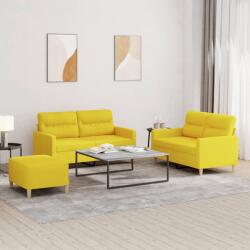 vidaXL Set de canapele cu perne, 3 piese, galben deschis, textil GartenMobel Dekor (3201581) Canapea