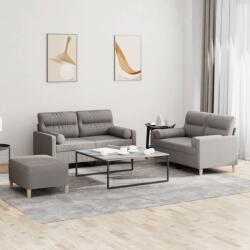 vidaXL Set de canapele cu perne, 3 piese, gri taupe, textil GartenMobel Dekor (3201599) Canapea