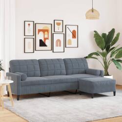 vidaXL Canapea cu 3 locuri si taburet, gri închis, 210 cm, catifea GartenMobel Dekor (3278278) Canapea