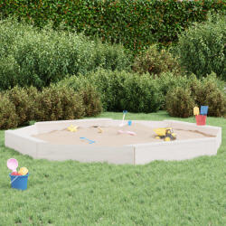 vidaXL Cutie de nisip cu scaune octogonale, alb, lemn masiv de pin GartenMobel Dekor (825024)