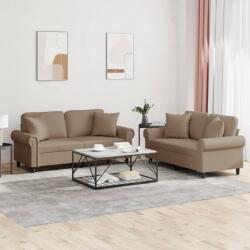 vidaXL Set de canapele cu perne, 2 piese, cappuccino, piele ecologica GartenMobel Dekor (3202164) Canapea