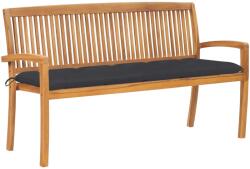 vidaXL Banca de gradina stivuibila cu perna, 159 cm, lemn masiv de tec GartenMobel Dekor (3063321)