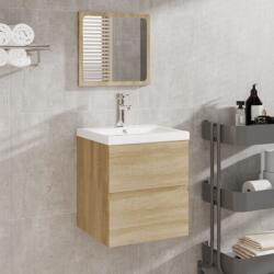 vidaXL Dulap cu chiuveta de baie si oglinda, stejar sonoma GartenMobel Dekor (3114173)