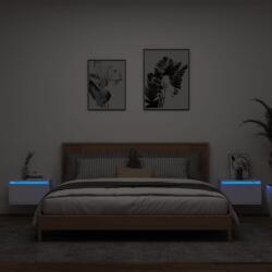 vidaXL Noptiere montate pe perete cu lumini LED, 2 buc. , alb GartenMobel Dekor (836827)