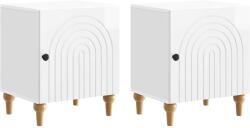 vidaXL Set 2 noptiere albe lucioase cu usa, 43x34, 5x50 cm, din lemn prelucrat (894114)