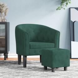 vidaXL Fotoliu tip cuva cu taburet, verde închis, catifea GartenMobel Dekor (356480)