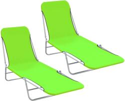 vidaXL Sezlonguri pliabile, 2 buc. , verde, otel & material textil GartenMobel Dekor (310343)