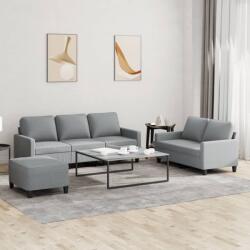 vidaXL Set de canapele cu perne, 3 piese, gri deschis, textil GartenMobel Dekor (3201468) Canapea