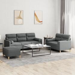 vidaXL Set de canapele cu perne, 3 piese, gri închis, textil GartenMobel Dekor (3201625) Canapea