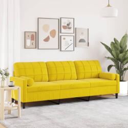 vidaXL Canapea cu 3 locuri cu pernute, galben, 210 cm, catifea GartenMobel Dekor (3278245) Canapea