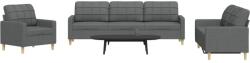 vidaXL Set de canapele, 3 piese, gri închis, textil GartenMobel Dekor (3278288) Canapea