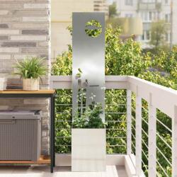 vidaXL Ghiveci de Gradina cu Panou Decorativ Argintiu 32 x 140 cm GartenMobel Dekor (876404)