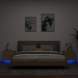 vidaXL Noptiere montate pe perete cu lumini LED, 2 buc. , stejar sonoma GartenMobel Dekor (836817)