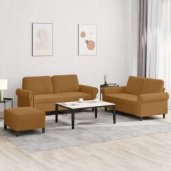 vidaXL Set de canapele cu perne, 3 piese, maro, catifea GartenMobel Dekor (3202227) Canapea