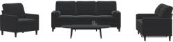 vidaXL Set de canapele cu perne/rulouri, 3 piese, negru, catifea GartenMobel Dekor (3278376) Canapea