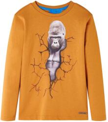 vidaXL Tricou pentru copii cu maneci lungi, ocru închis, 128 GartenMobel Dekor (13217)