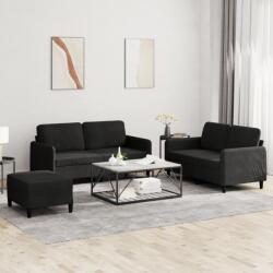 vidaXL Set de canapele, 3 piese, negru, catifea GartenMobel Dekor (3201989) Canapea
