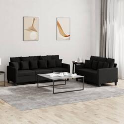 vidaXL Set de canapele cu perne, 2 piese, negru, textil GartenMobel Dekor (3201668) Canapea