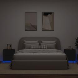 vidaXL Noptiere cu lumini LED, 2 buc. , negru, lemn prelucrat GartenMobel Dekor (836738)
