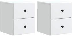 vidaXL Set 2 noptiere suspendate albe cu 2 sertare, 34, 5 x 33 x 40 cm (899146)