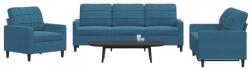 vidaXL Set de canapele cu perne, 3 piese, albastru, catifea GartenMobel Dekor (3278360) Canapea