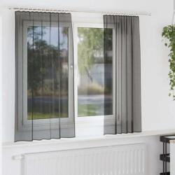 vidaXL Perdele Voile cu buzunare pentru bare 2 buc Negru GartenMobel Dekor (4102166)