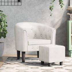 vidaXL Fotoliu tip cuva cu taburet, alb, piele ecologica GartenMobel Dekor (356466)