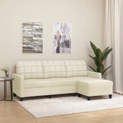 vidaXL Canapea cu 3 locuri si taburet, crem, 180 cm, piele ecologica GartenMobel Dekor (3201015) Canapea