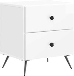 vidaXL Noptiera alb lucios cu 2 sertare, 43 x 34, 5 x 47, 5 cm, stil modern (895453)