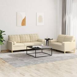 vidaXL Set de canapele cu perne, 2 piese, crem, material textil GartenMobel Dekor (3201324) Canapea