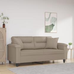 vidaXL Canapea cu 2 locuri, cu perne, gri taupe, 140 cm, microfibra GartenMobel Dekor (3200971) Canapea