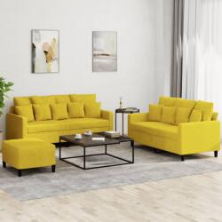 vidaXL Set de canapele cu perne, 3 piese, galben, catifea GartenMobel Dekor (3201716) Canapea