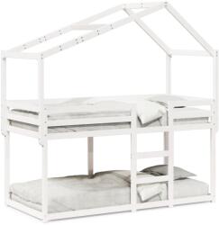vidaXL Pat supraetajat cu acoperis, alb, 80x200 cm, lemn masiv de pin GartenMobel Dekor (3282042)