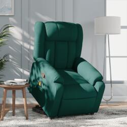 vidaXL Fotoliu rabatabil de masaj, cu ridicare, verde închis, textil GartenMobel Dekor (3205334)