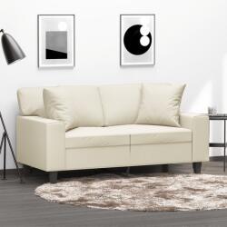 vidaXL Canapea cu 2 locuri cu pernute, crem, 120 cm, piele ecologica GartenMobel Dekor (3200862) Canapea