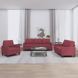 vidaXL Set canapea cu perne, 3 piese, rosu vin, material textil GartenMobel Dekor (3201434) Canapea