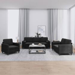 vidaXL Set de canapele cu perne, 3 piese, negru, catifea GartenMobel Dekor (3201959) Canapea