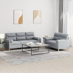 vidaXL Set de canapele cu perne, 2 piese, gri deschis, material textil GartenMobel Dekor (3201616) Canapea