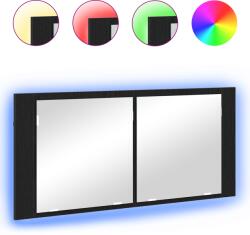 vidaXL Cabinet oglinda LED Stejar negru 100x12x45 cm Lemn laminat GartenMobel Dekor (875044)