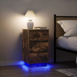 vidaXL Noptiera cu lumini LED Stejar afumat 38x34x65 cm GartenMobel Dekor (861305)