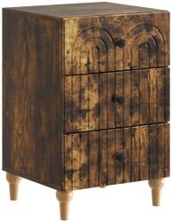 vidaXL Noptiera din lemn prelucrat, stejar fumuriu, 3 sertare, 43x41x66, 5 cm (894100)